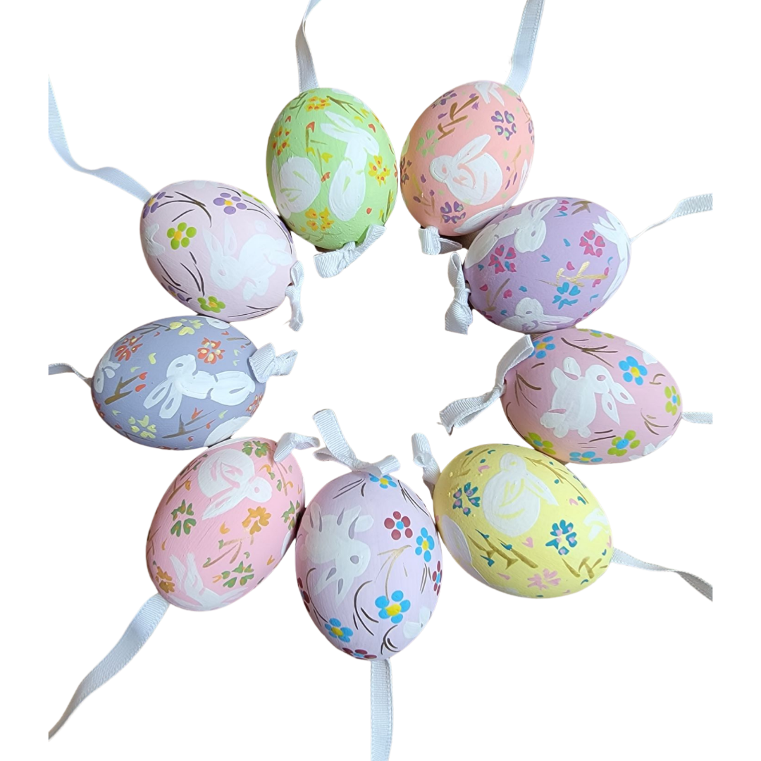 Hand Painted Easter Egg, White Ribbon & Bunny (sold individually) – Baby  Braithwaite